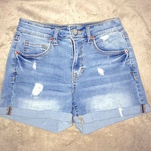 Aeropostale High Waisted Mid Ripped Jean Shorts